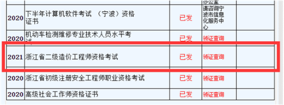 浙江2021年二級(jí)造價(jià)工程師證書(shū)領(lǐng)取通知